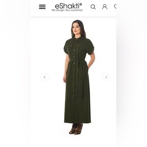 EShakti Cotton Shirtdress Olive Green